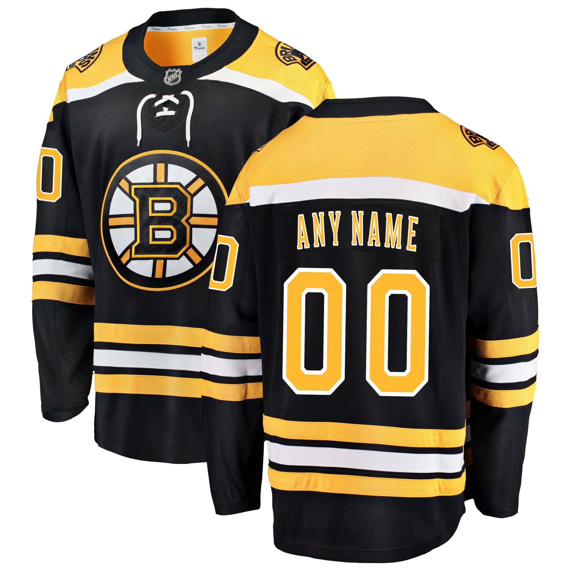 Boston Bruins Branded Home Breakaway Custom Jersey – Black