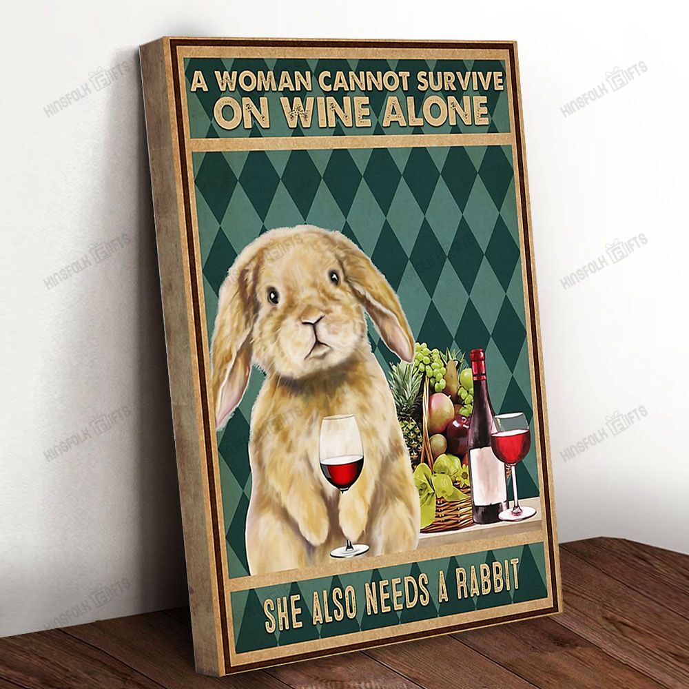 Rabbit And Wine Canvas Poster Wall Art, Poster Print, Canvas Print Wall Decor