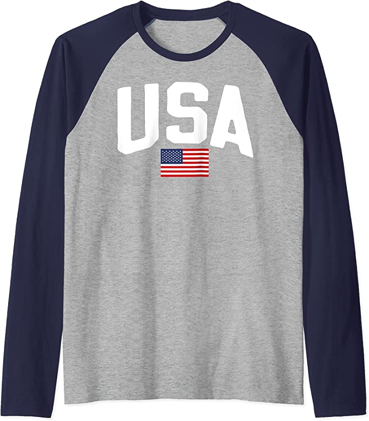 Vintage Style USA American Flag 4th Of July Patriotism Gifts Raglan Baseball Tee