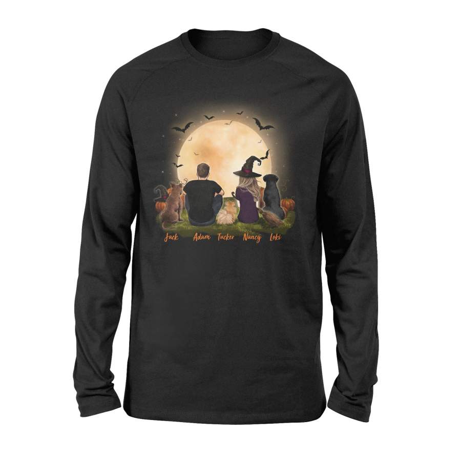 [ FRONT SIDE ] Personalized custom dog & couple long sleeve Halloween gift for dog mom dad lover owner – 2398