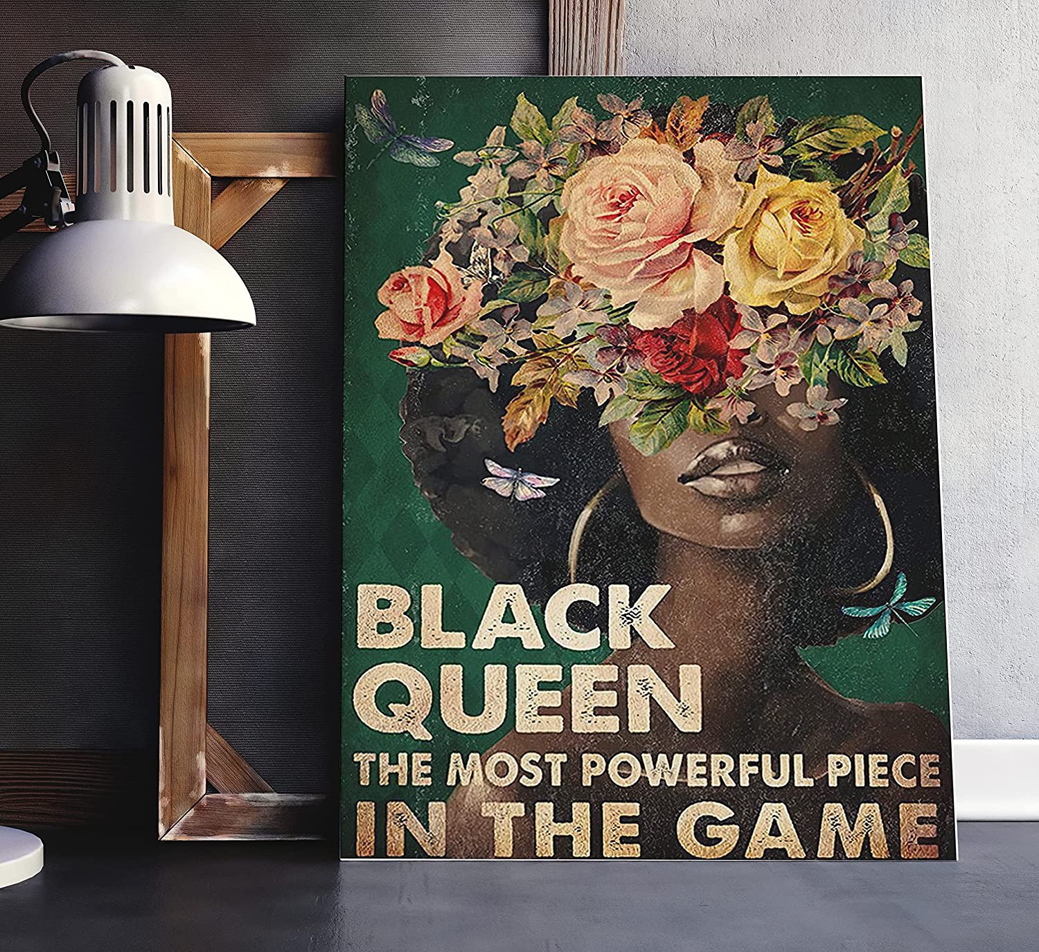 African American Gifts Gift For Girl Black Girl And Flower Black Queen The Most Powerful Piece In The Game Wall Poster Home And Room Decoration Gifts For Friends And Relatives Souvenirs