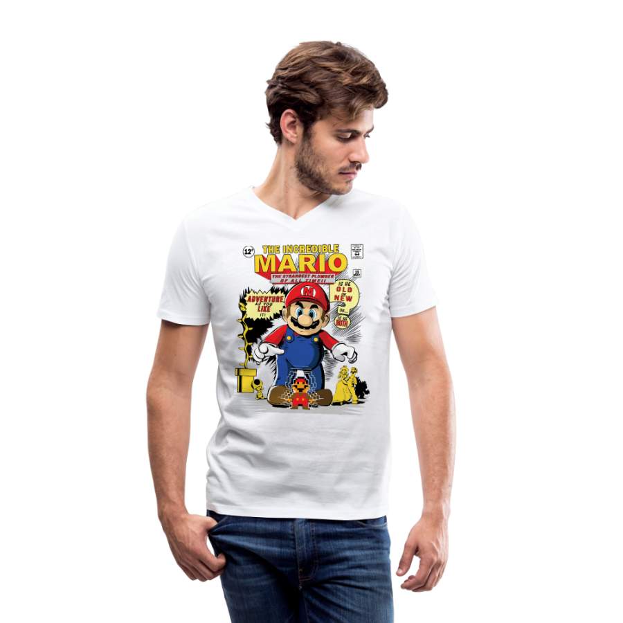 The Incredible Mario Men’S V-Neck T-Shirt By Canvas