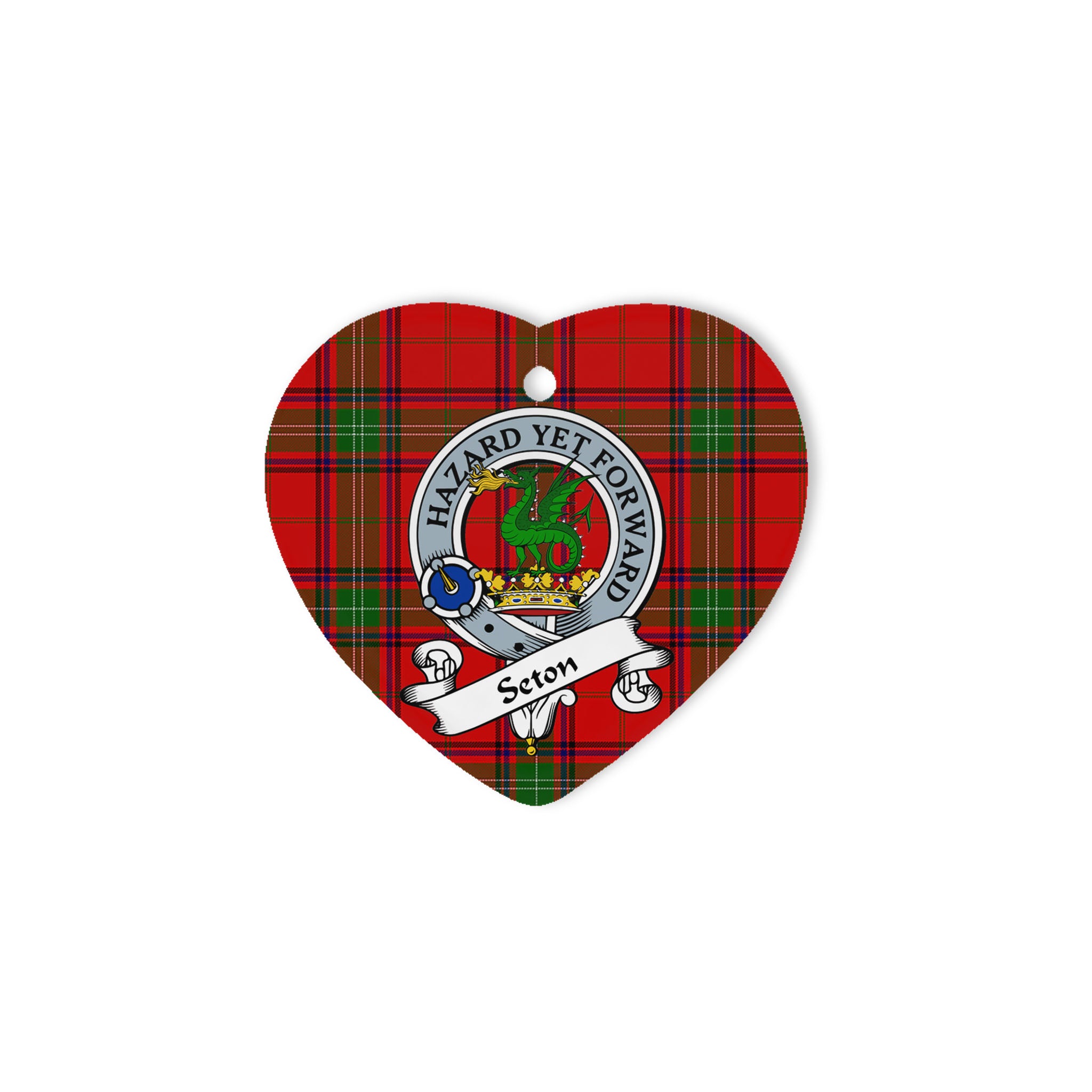 Seton Scottish Clan Badge Plaid Ornament Gift. Christmas Tree Ornament Seton Clan Tartan Ornament Great Christmas Ornaments Gift Heart Ornament