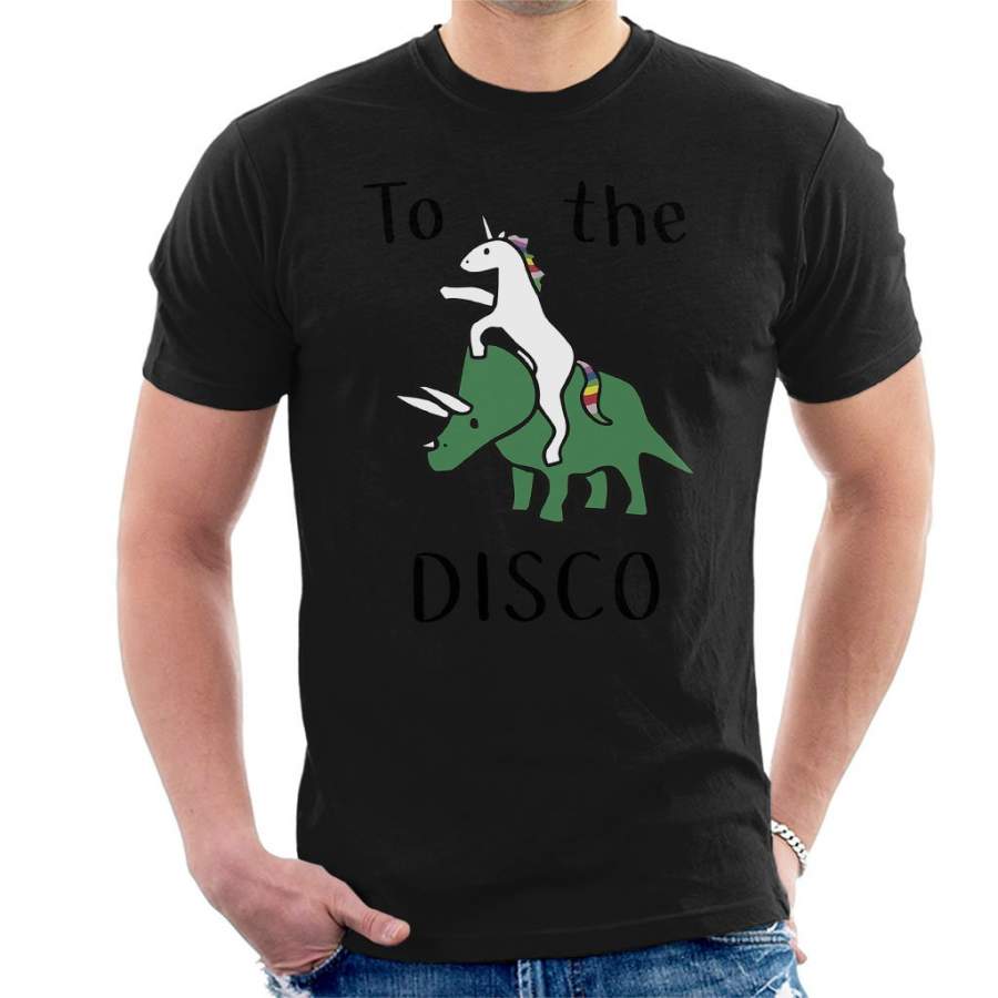 Unicorns Ride Dinosaurs To The Disco Men’s T-Shirt