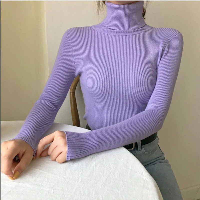 Turtleneck Women Sweater 2022 Autumn Winter New Korean Fashion Slim Pullover Basic Tops Casual Soft Knit Long Sleeve Sweaters alx