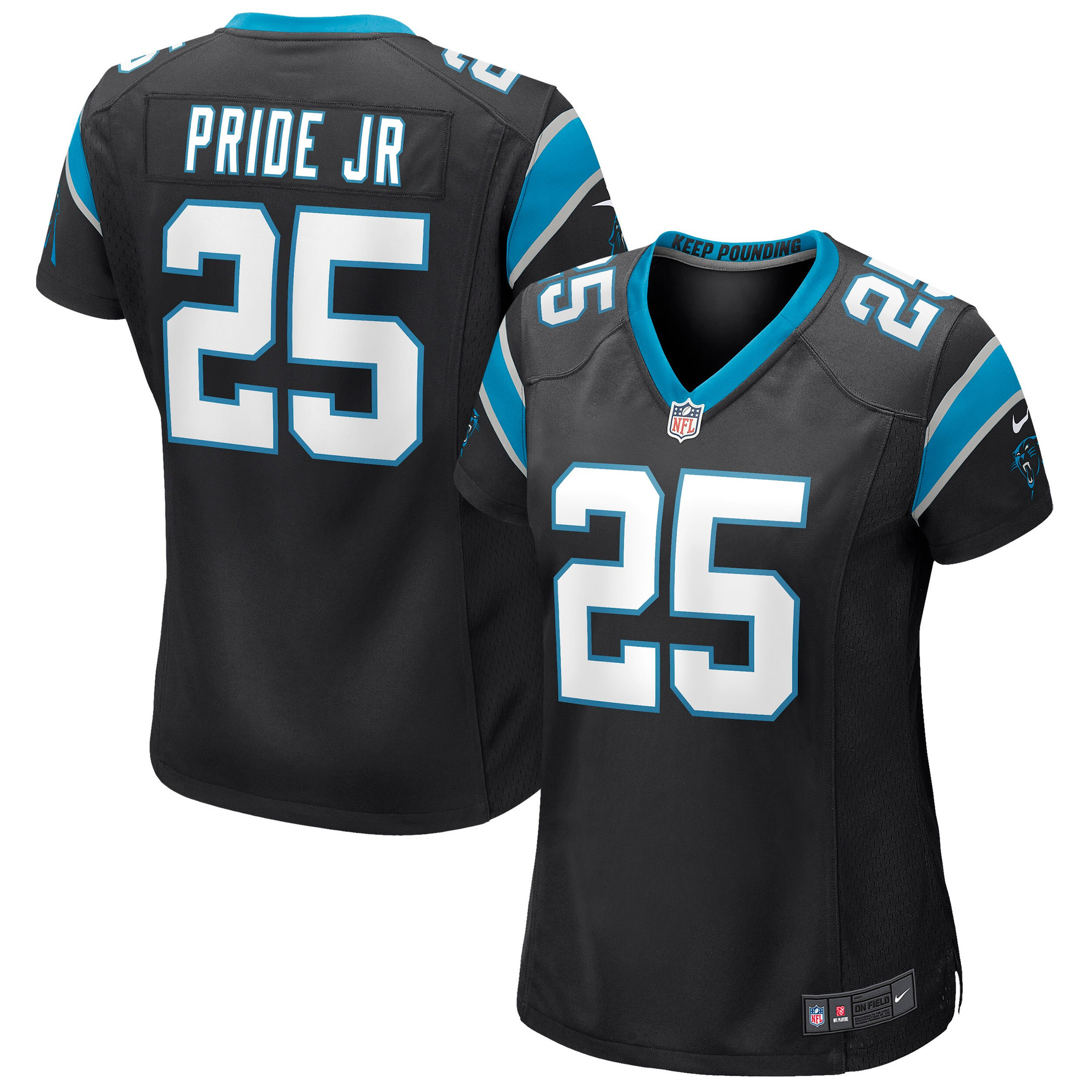 Troy Pride Jr. Carolina Panthers Womens Game Jersey – Black NFL