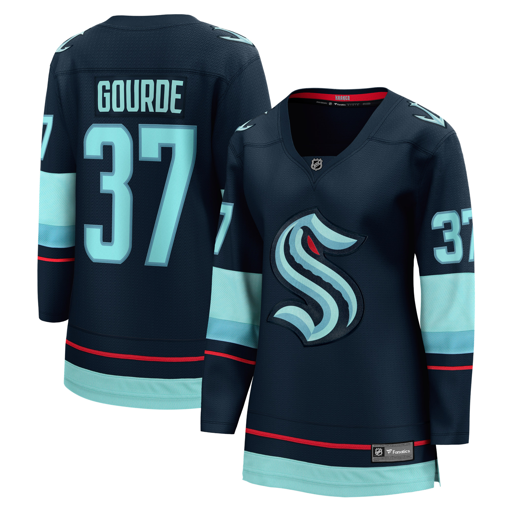 Yanni Gourde Seattle Kraken Branded Women's Home Breakaway Player Jersey – Navy