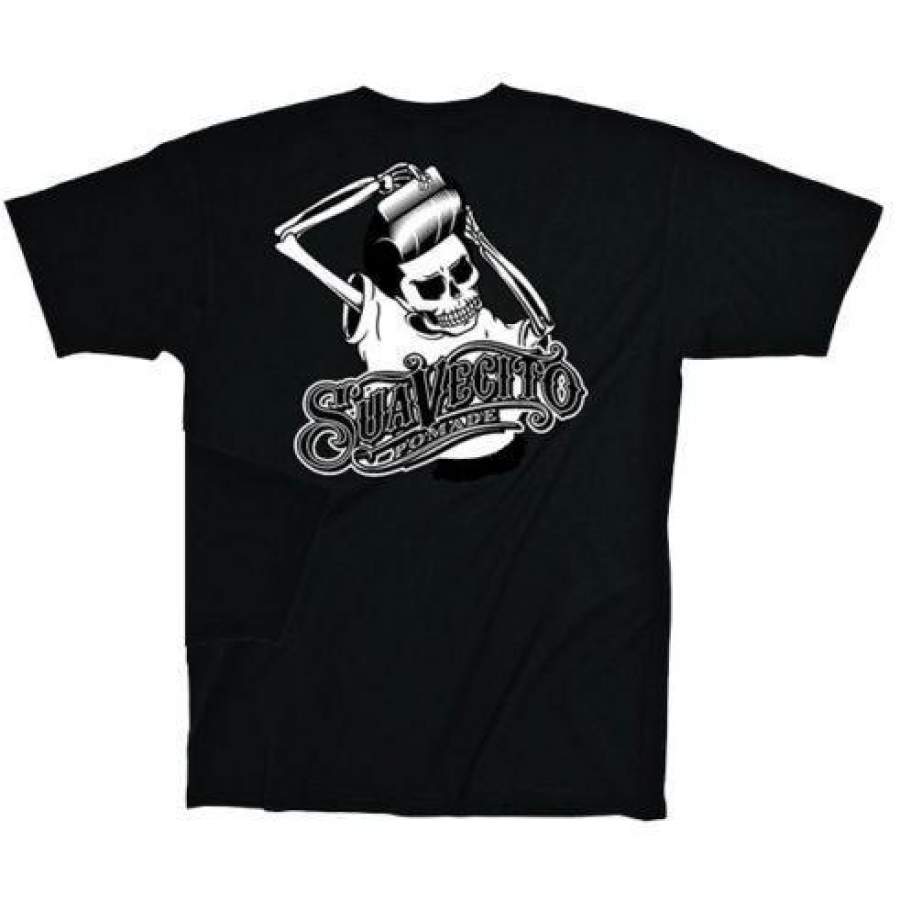 Suavecito Pomade Skull Logo T-shirt Black Hair Style Pompadour Barber Small New