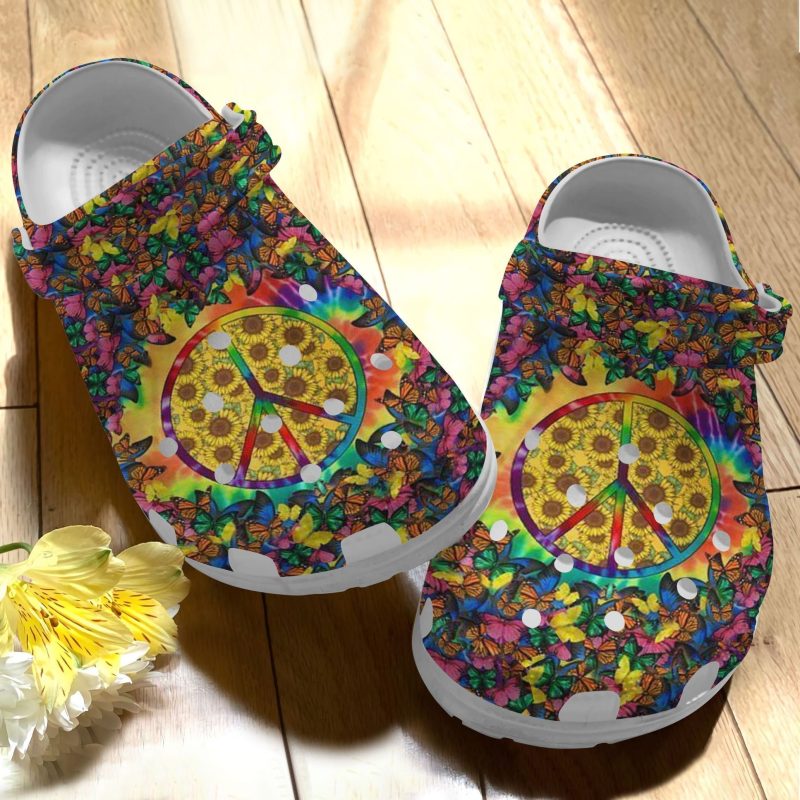 Butterfly Hippie Croc Shoes Men Women – Sunflower Shoes Crocbland Clog Gifts For Niece Daughter