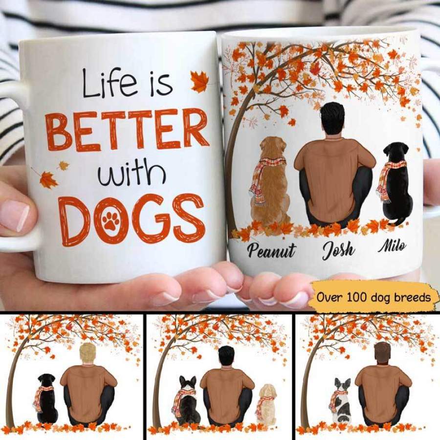 Fall Season Dog Dad Life Is Better With Dogs Personalized AOP Mug