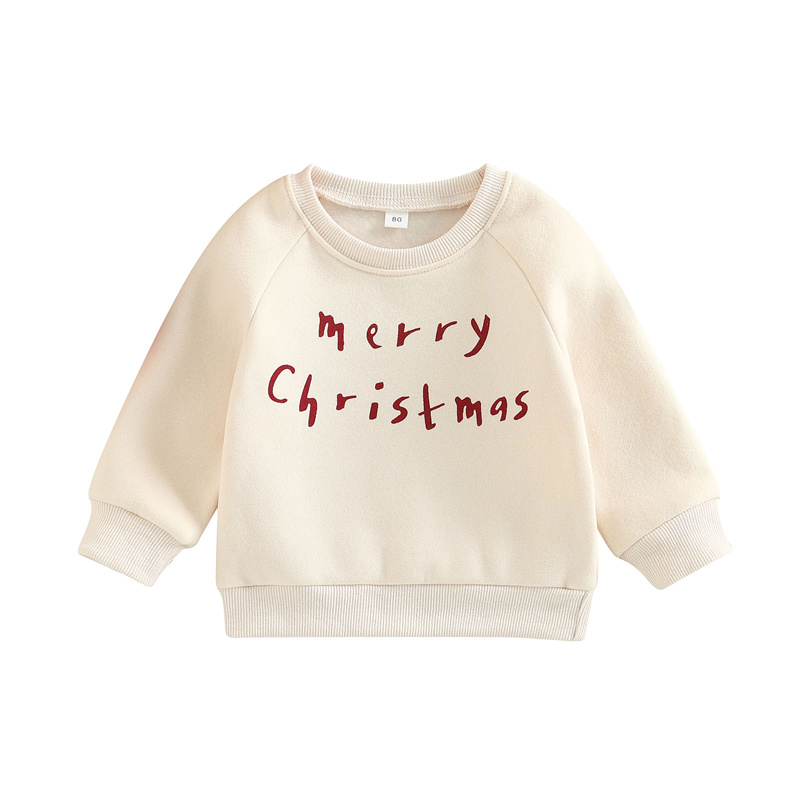 christmas clothes for kids girls Boy Sweatshirts Letter Print Crew Neck Long Sleeve Casual Pullover Tops alx