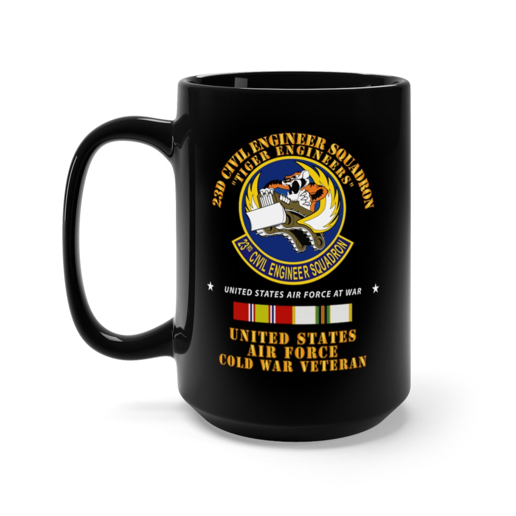 Black Mug 15Oz – Usaf – 23D Civil Engineer Squadron – Tiger Engineers – Cold War Vet W Cold Svc –