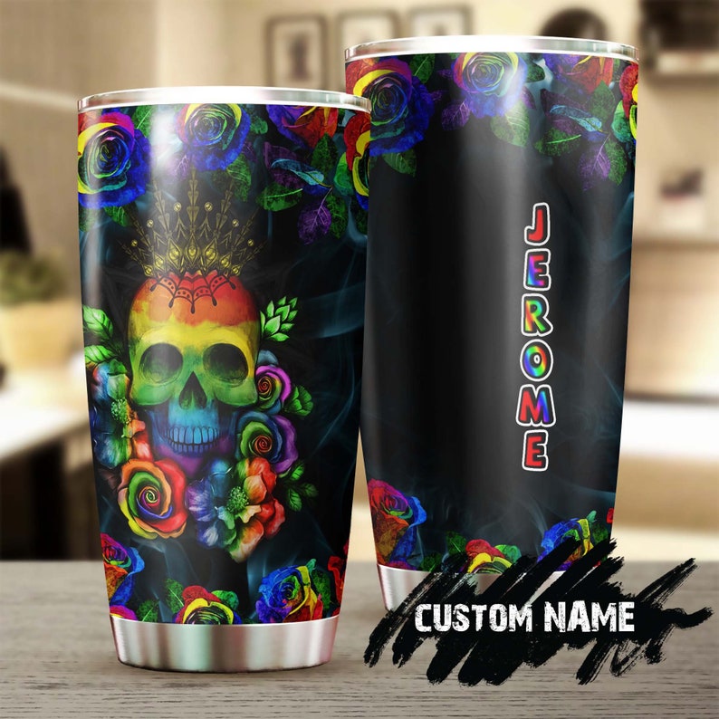 Lgbt Skull Lgbt Gift Personalized Fancy Unique Tumbler-Skull Tumbler-Skull Birthday Gift Christmas Gift For Her For Him