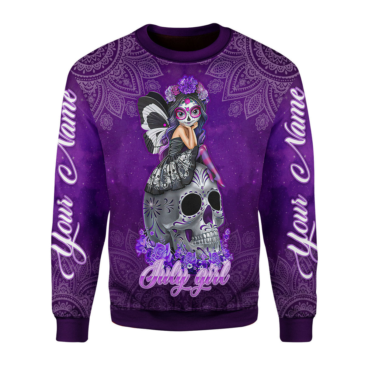 Customspig Personalized Ugly Sweater July Girl I Have Tattoos All Over Printed