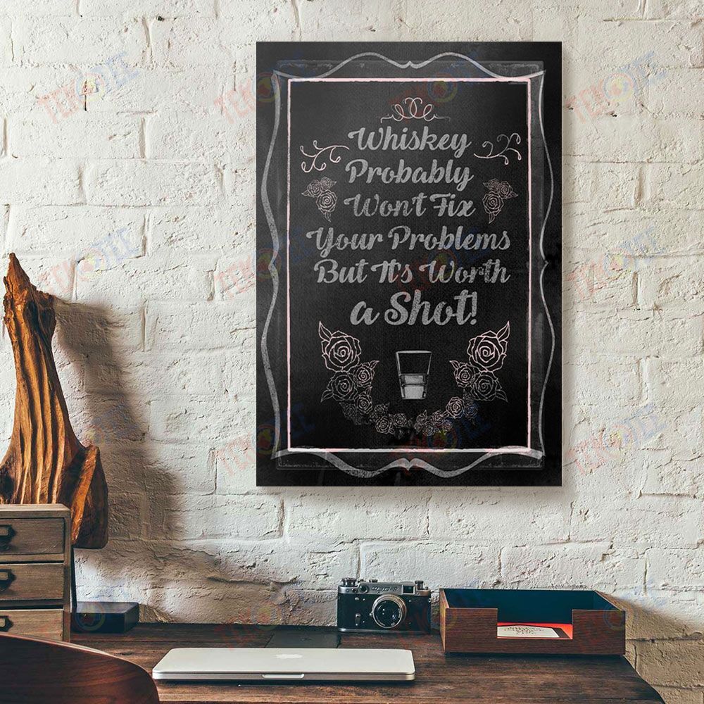 Canvas Artwork Whisky Probably Won’T Fix Your Problems Vintage Roses Home Canvas Wall Art Home Decor