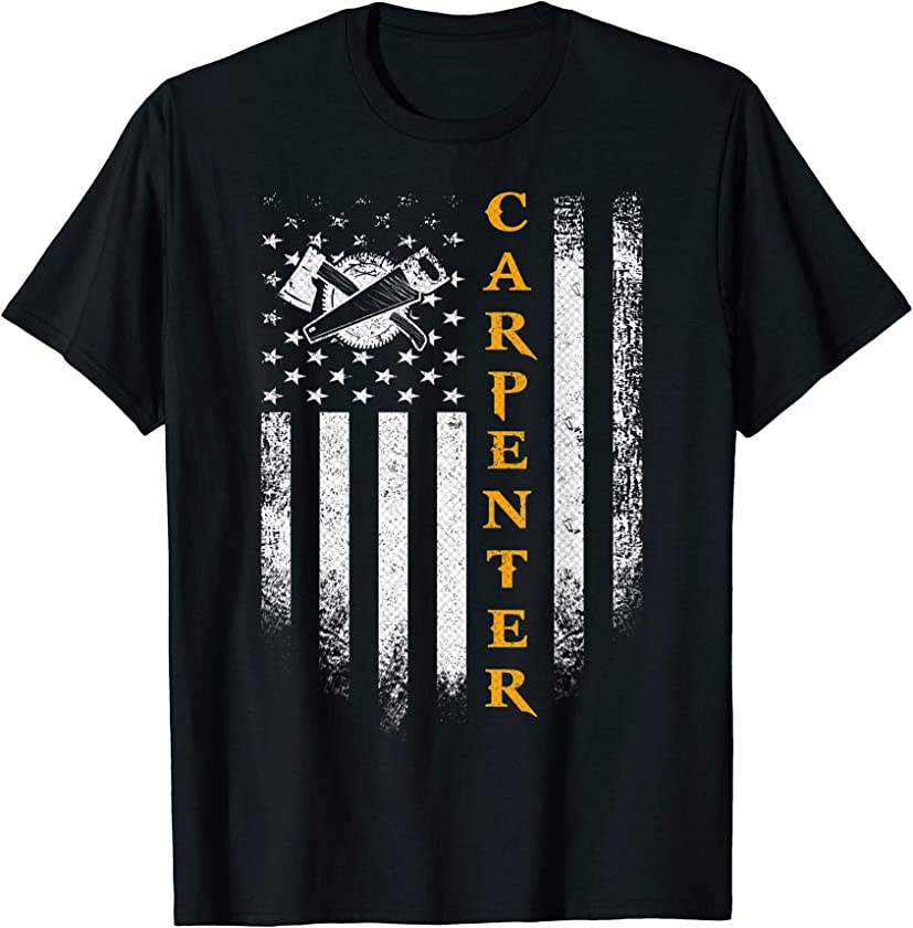 Vintage USA Woodworking Carpenter American Flag Cool Gift T-Shirt