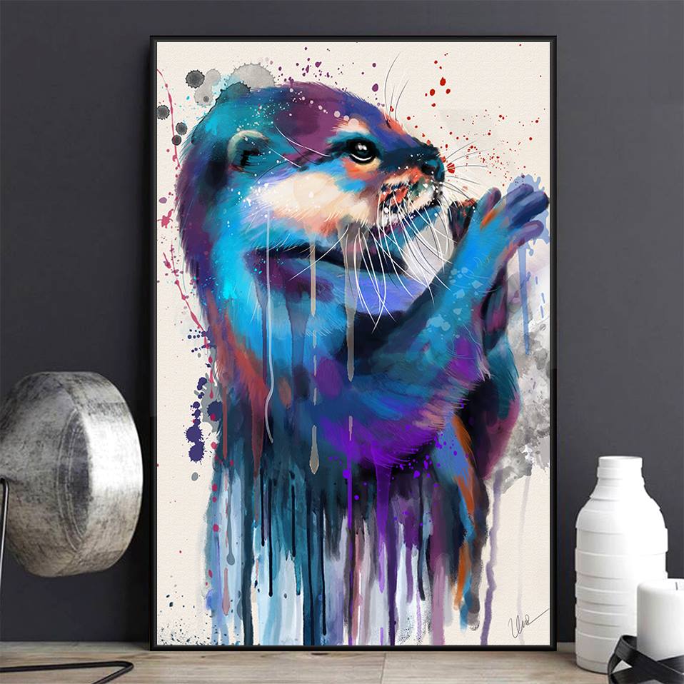 Watercolor Otter – Poster, Gift for you, gift for her, gift for him, gift for otter lover, gift for animal