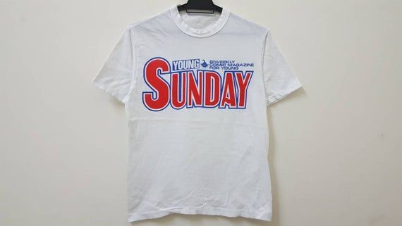 Vintage 80S 90S Weekly Young Sunday Japanese Manga Magazine Promo Shirtsingle Stitch Soft Material Rare Shirthype Dope Swag Style Shirt