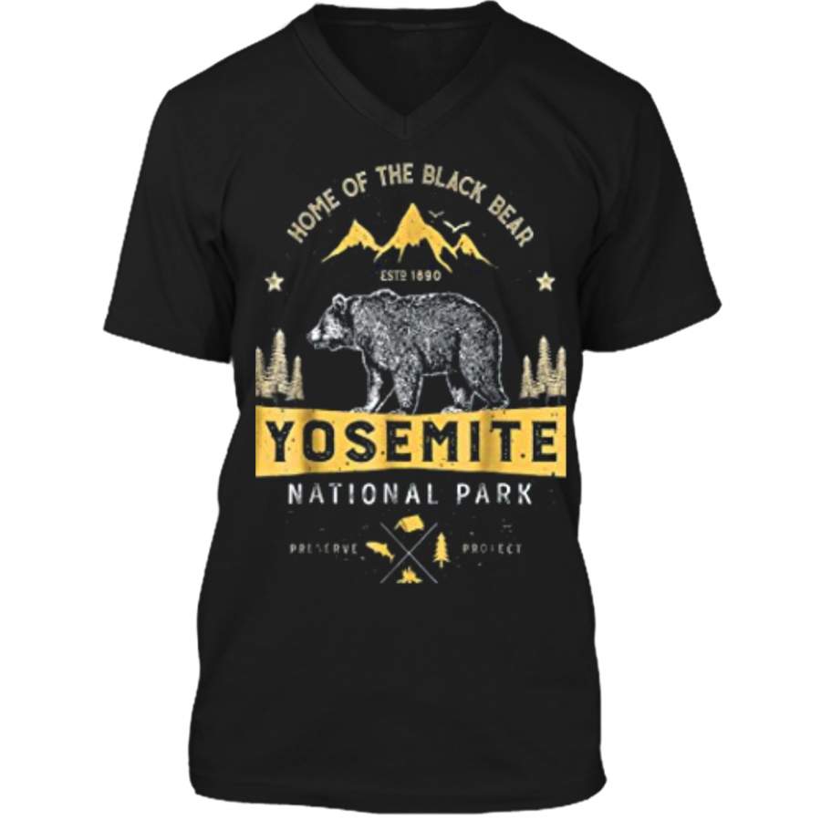 Yosemite National Park California Bear Vtg Gifts Mens Printed V-Neck T
