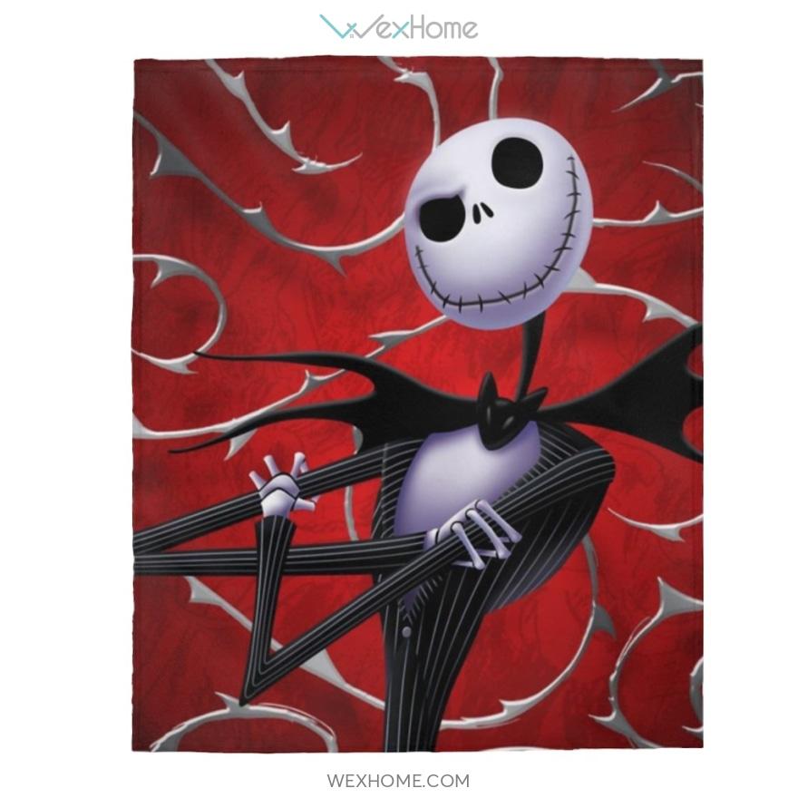 Jack Skellington Emotion Funny Velveteen Plush Blanket Fan Gift W1511