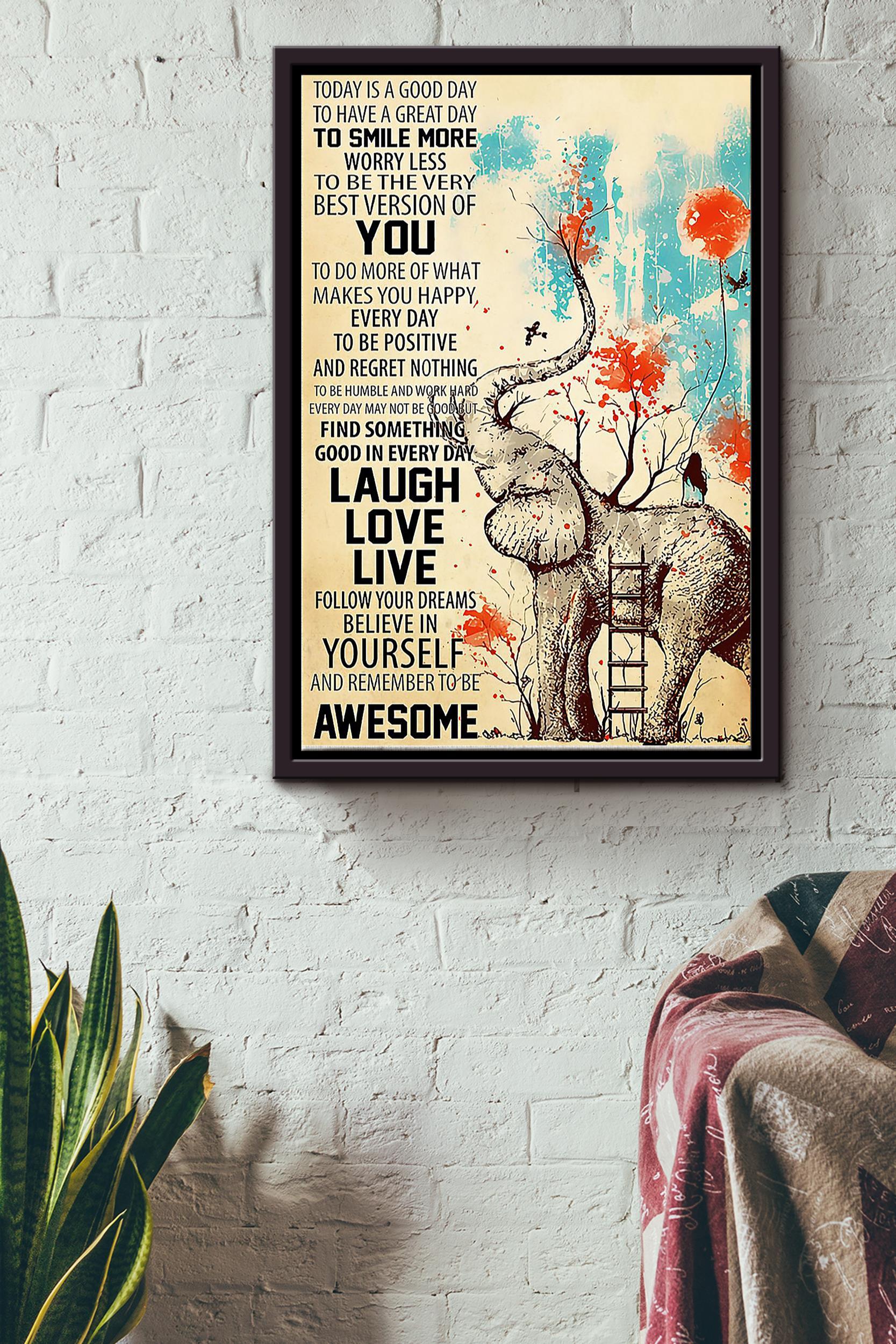 Elephants Remember To Be Awesome Framed Matte Canvas