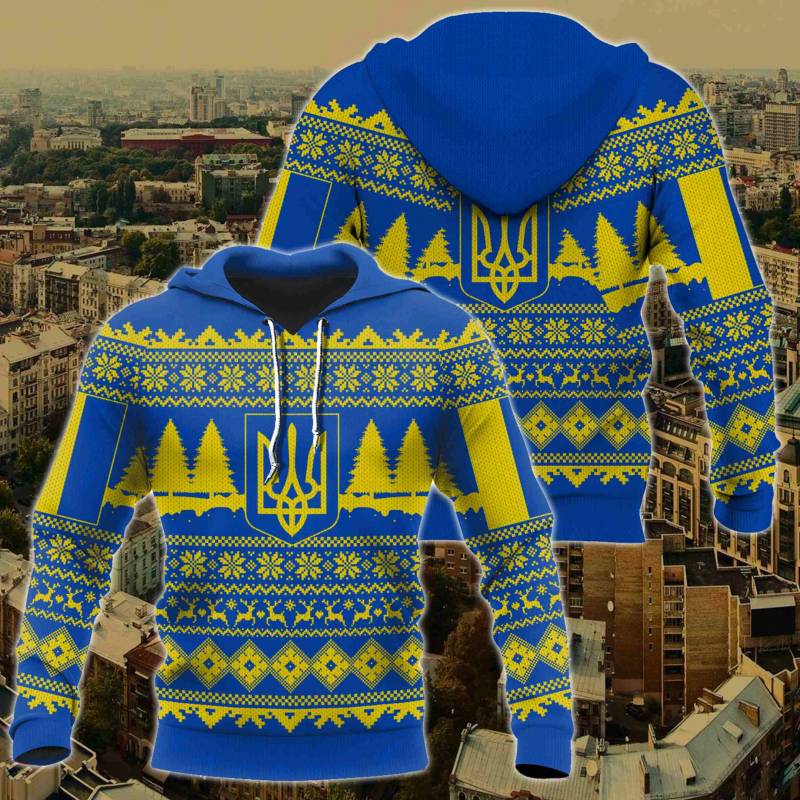 Ukraina Ugly Christmas All Over Print Hoodies