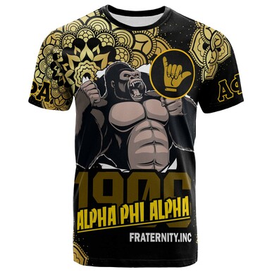 Alpha Phi Alpha T-Shirt – Fraternity Hand Sign With Kong 1906 And Mandala Pattern T-Shirt