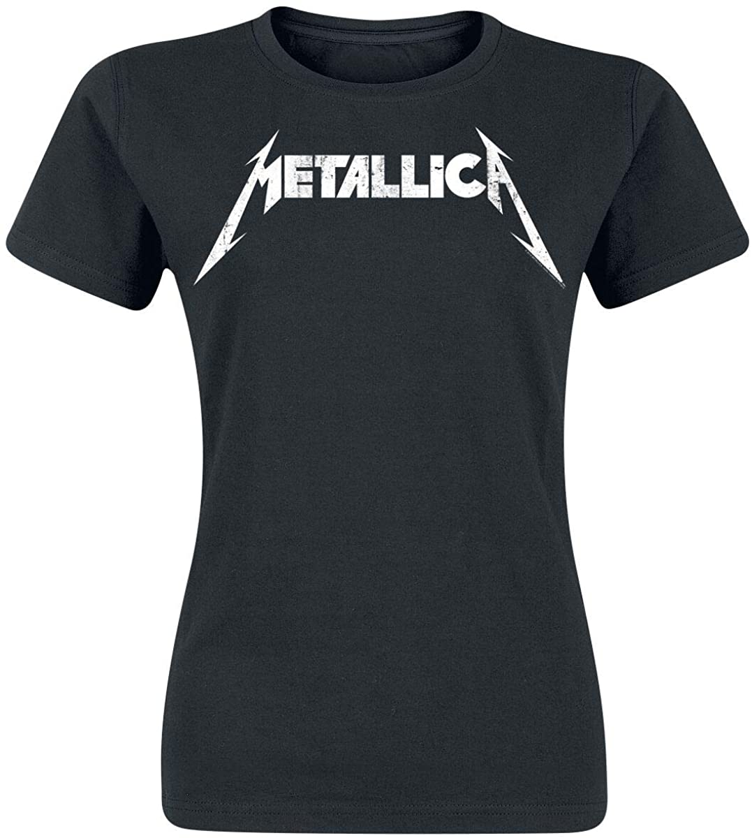 Metallica Textured Logo Frauen T-Shirt Schwarz Band-Merch, Bands ...