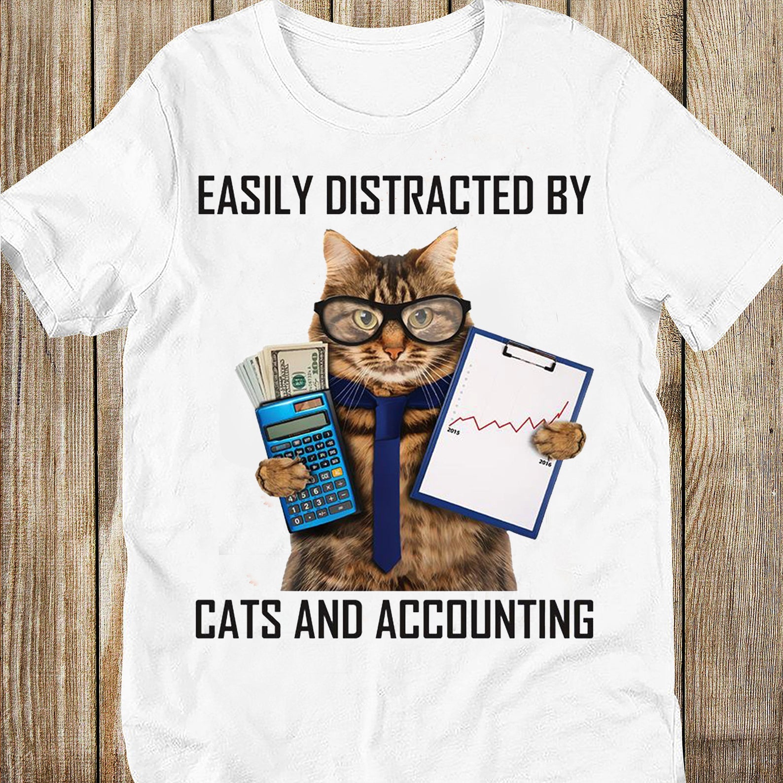 Easily Distracted By Cats And Accounting Accountant Cat Funny Kitten Tshirt