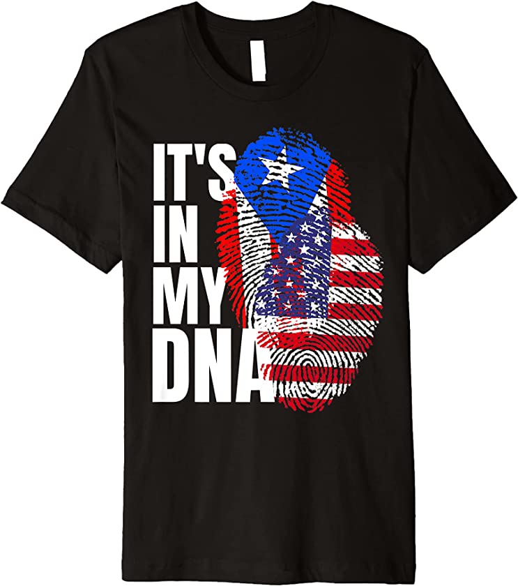 American Plus Puerto Rican Mix DNA Heritage Flag Premium T-Shirt