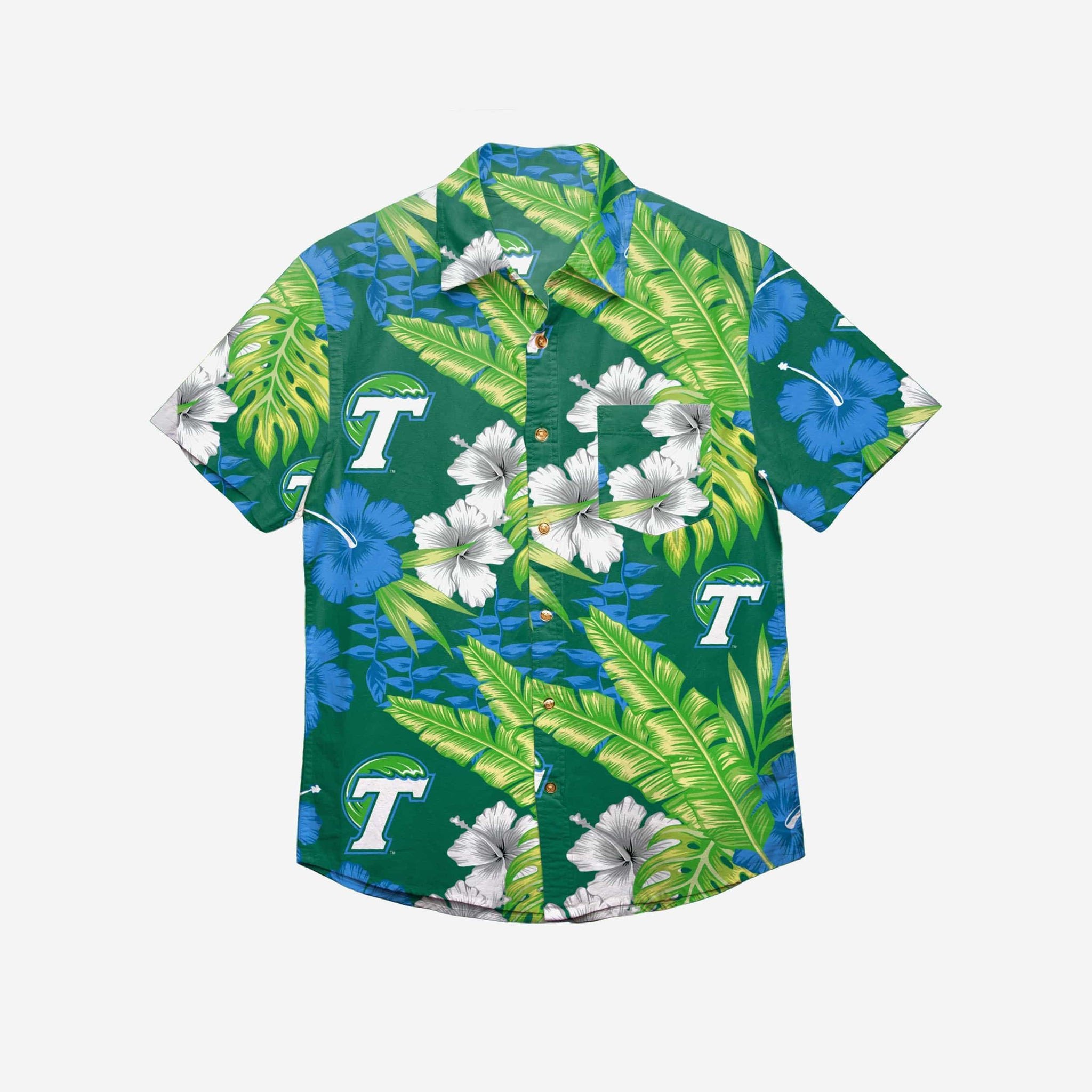 Tulane Green Wave Floral Button Up Hawaii Shirt Ha45648