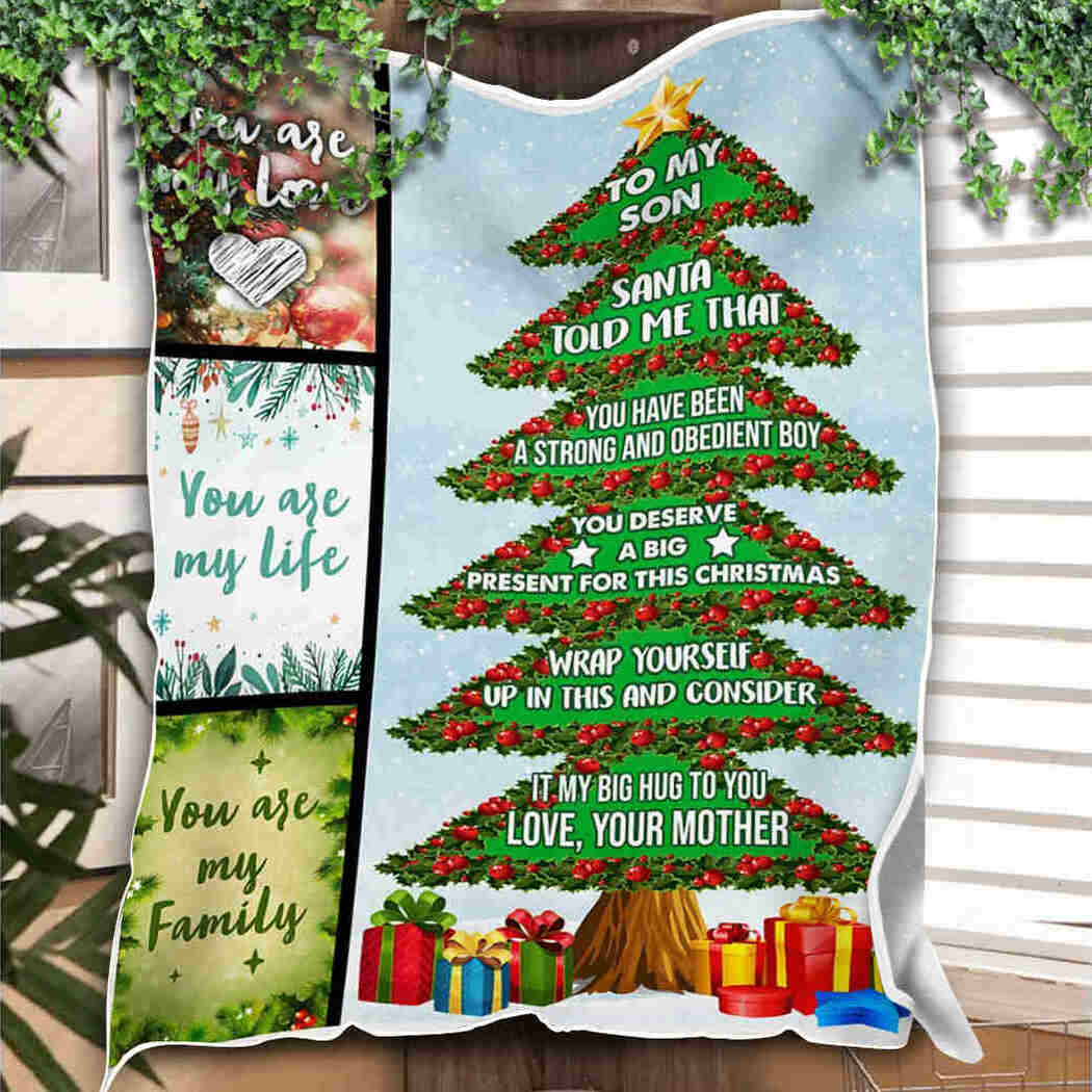 To My Son You Are My Life Christmas Tree Blanket Gift For Son From Mom Birthday Gift Home Decor Bedding Couch Sofa Soft And Comfy Cozy