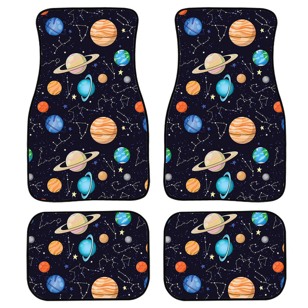 Constellations And Planets Pattern Print Front And Back Car Floor Mats, Front Car Mat