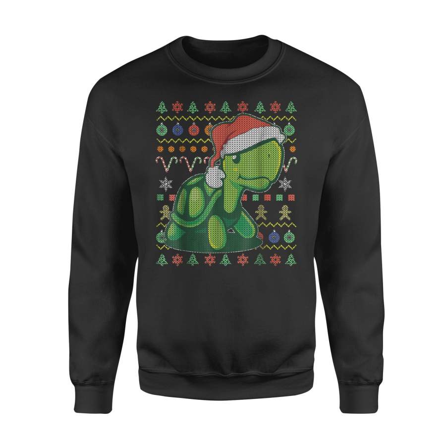 Turtle Santa Hat Ugly Christmas T shirt – Standard Fleece Sweatshirt