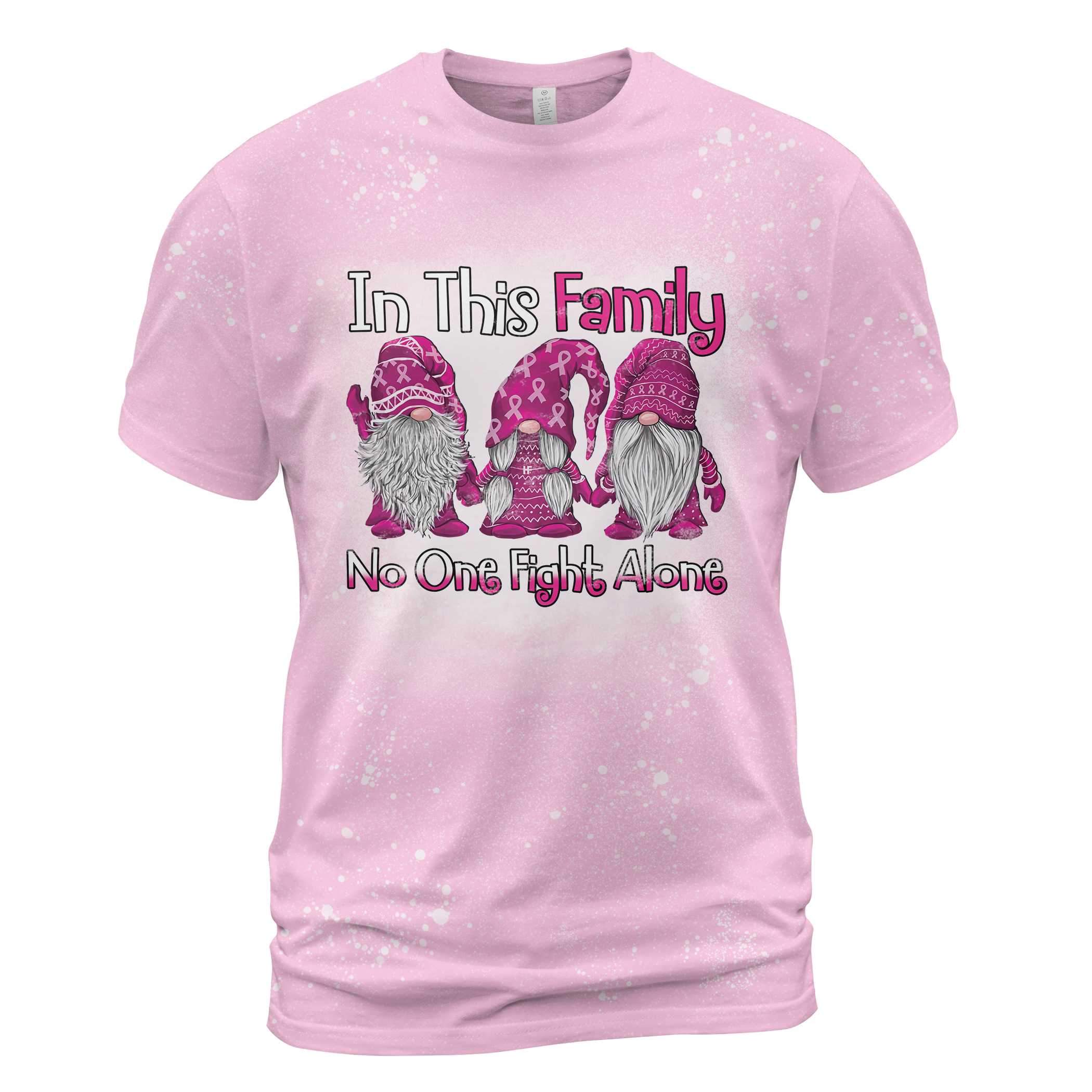 In This Family No One Fight Alone Breast Cancer Awareness Bleached, Gnome Cancer Warrior Shirt Classic T-Shirt