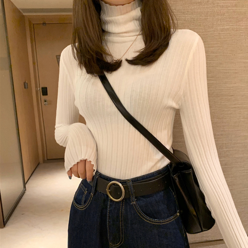 Turtleneck Women Pullover Sweater Soft Slim Elastic Autumn Knitted Jumper Fashion Long Sleeve Korean Ladies Top New 2020 alx