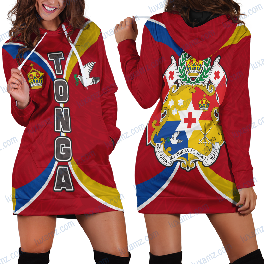 Tonga Polynesian Impact Version Hoodie Dress