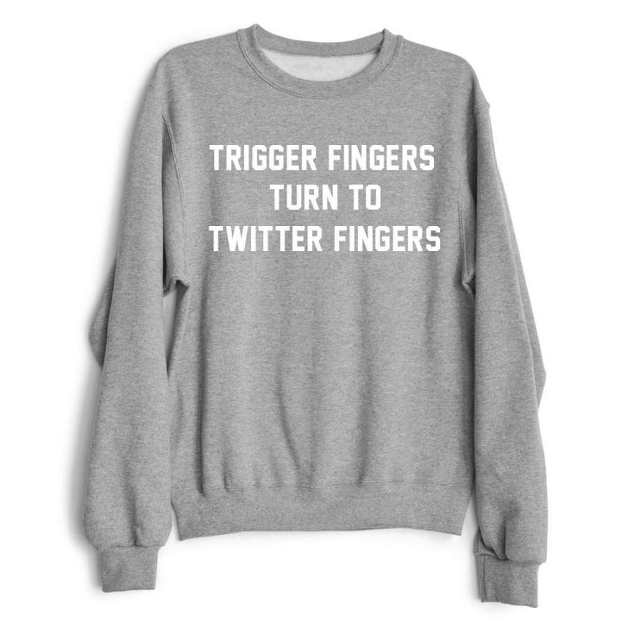 TRIGGER FINGERS TURN TO TWITTER FINGERS Women’s Casual Black Gray & White Drake & Meek Mill Beef Crewneck Sweatshirt