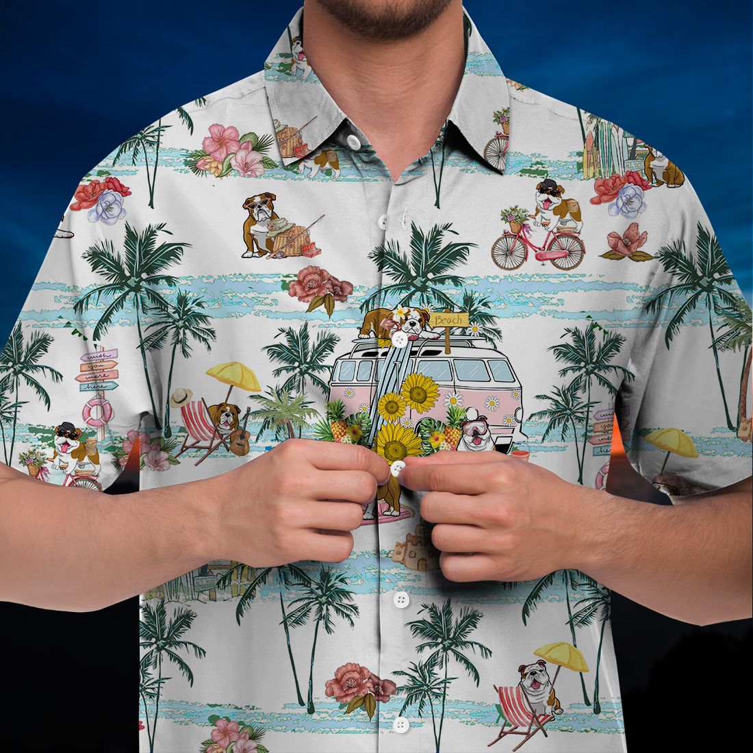 Bulldog Hawaii Shirt Beach Floral Retro Ha73298