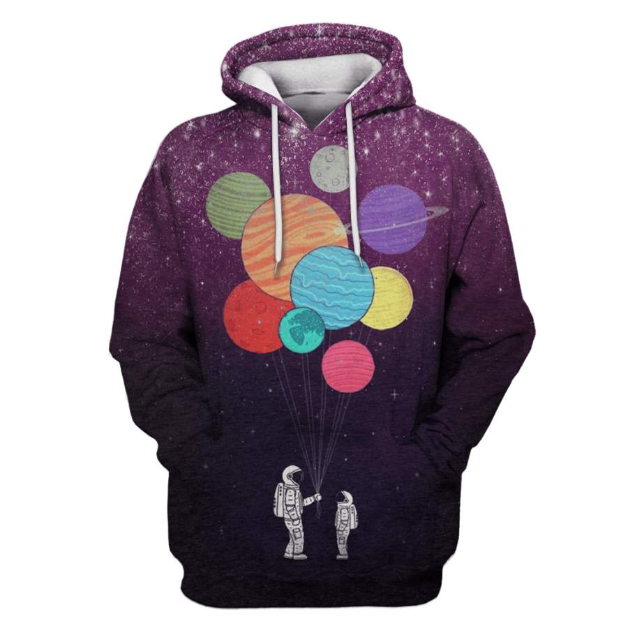 Astronauts with planets in the space Custom T-shirt – Hoodies Apparel