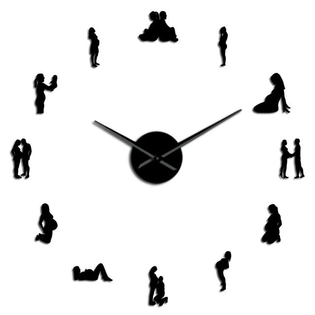 Pregnant Woman Happy Family 3D Acrylic Diy Gift First Time Mother Father Souvenir Home Decor Wall Clock A57