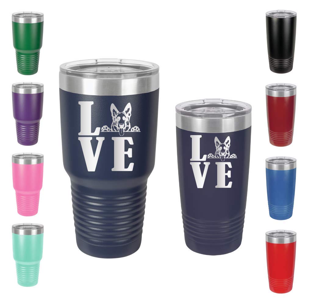 Love German Shepard – Engraved Tumbler Wine Mug Cup Unique Funny Birthday Gift Graduation Gifts for Women German Shepard Dog Puppies Puppy (20 Ring, Navy