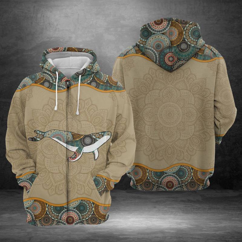 Whale Mandala D1105 – All Over Print Zip Hoodie