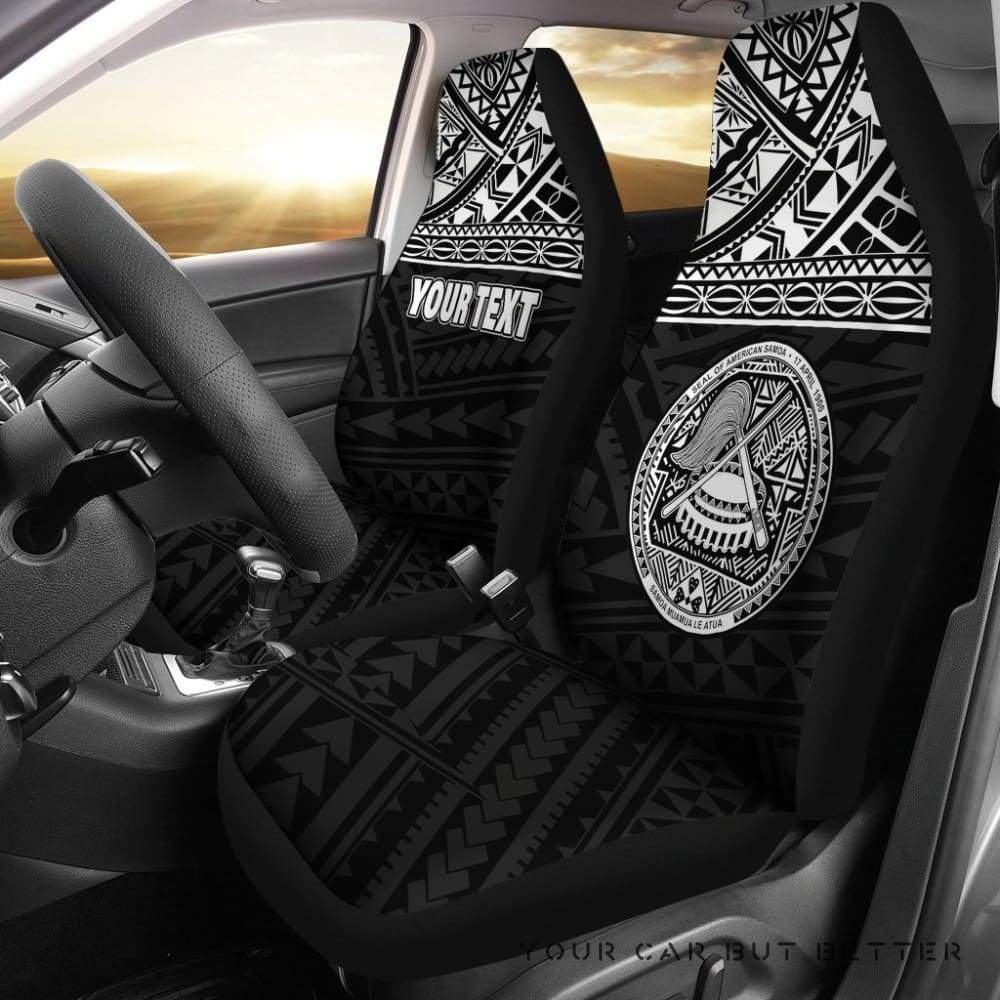 American Samoa Polynesian Custom Personalised Car Seat Covers Black Horizontal Bn12