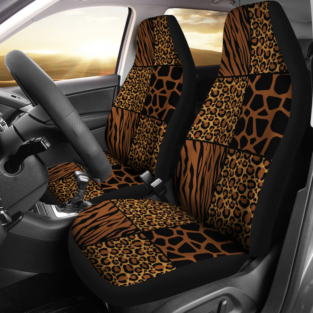 Animal Print Patchwork Pattern Car Seat Covers Protectors Set