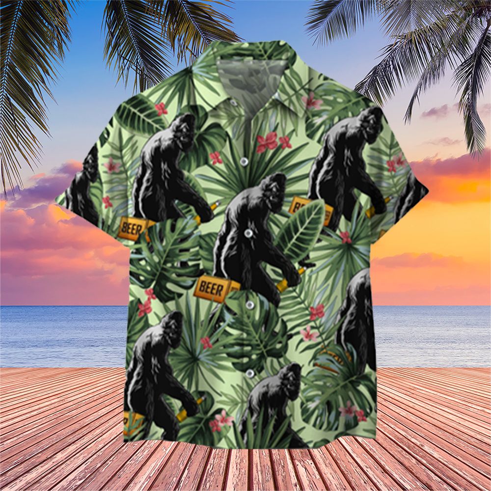 Beer With Bigfoot Hawaii Shirt Funny Beach Shirts Lover Gifts For Him Ha102282