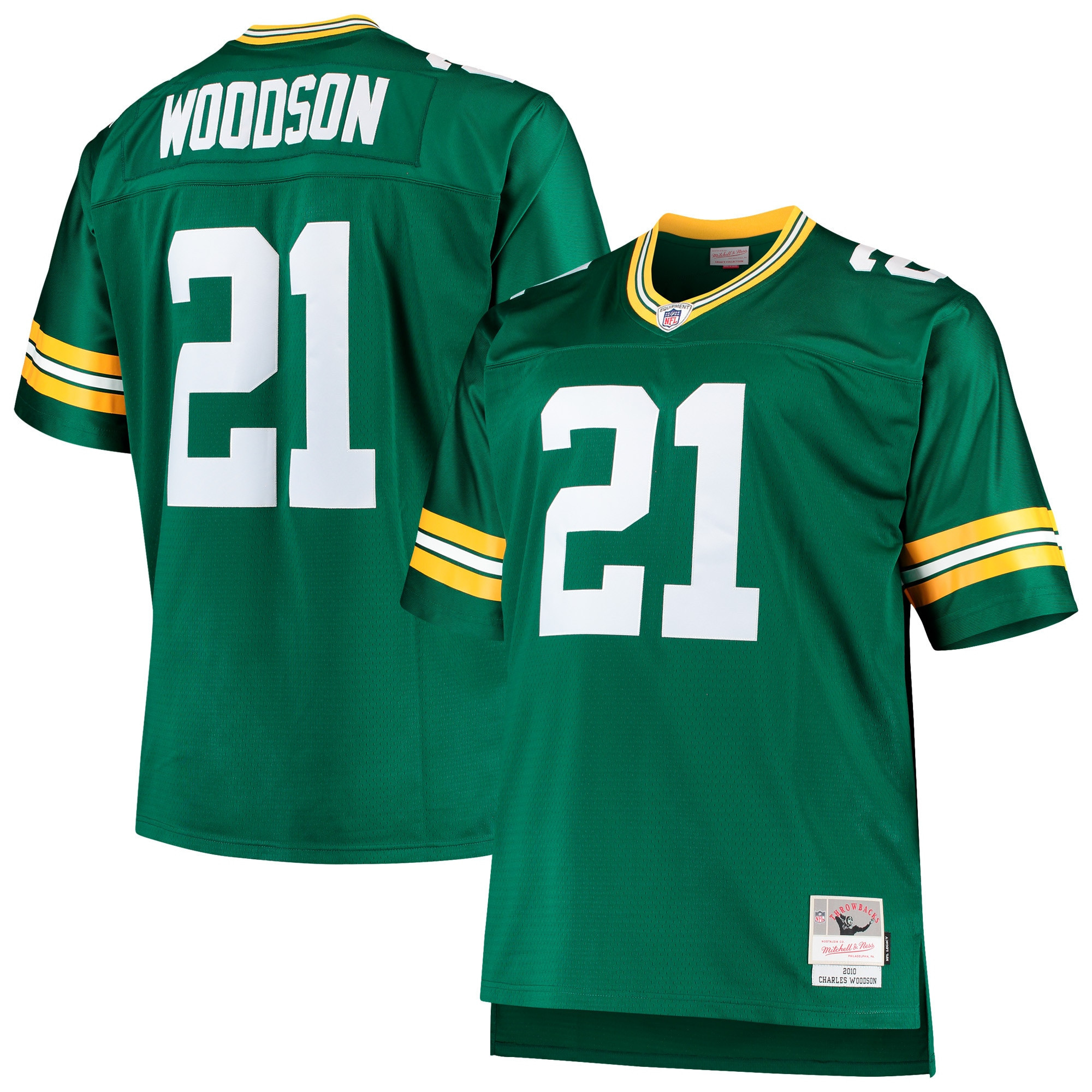 Charles Woodson Green Bay Packers Mitchell & Ness Big & Tall 2010 Retired Player Replica Jersey – Green NFL