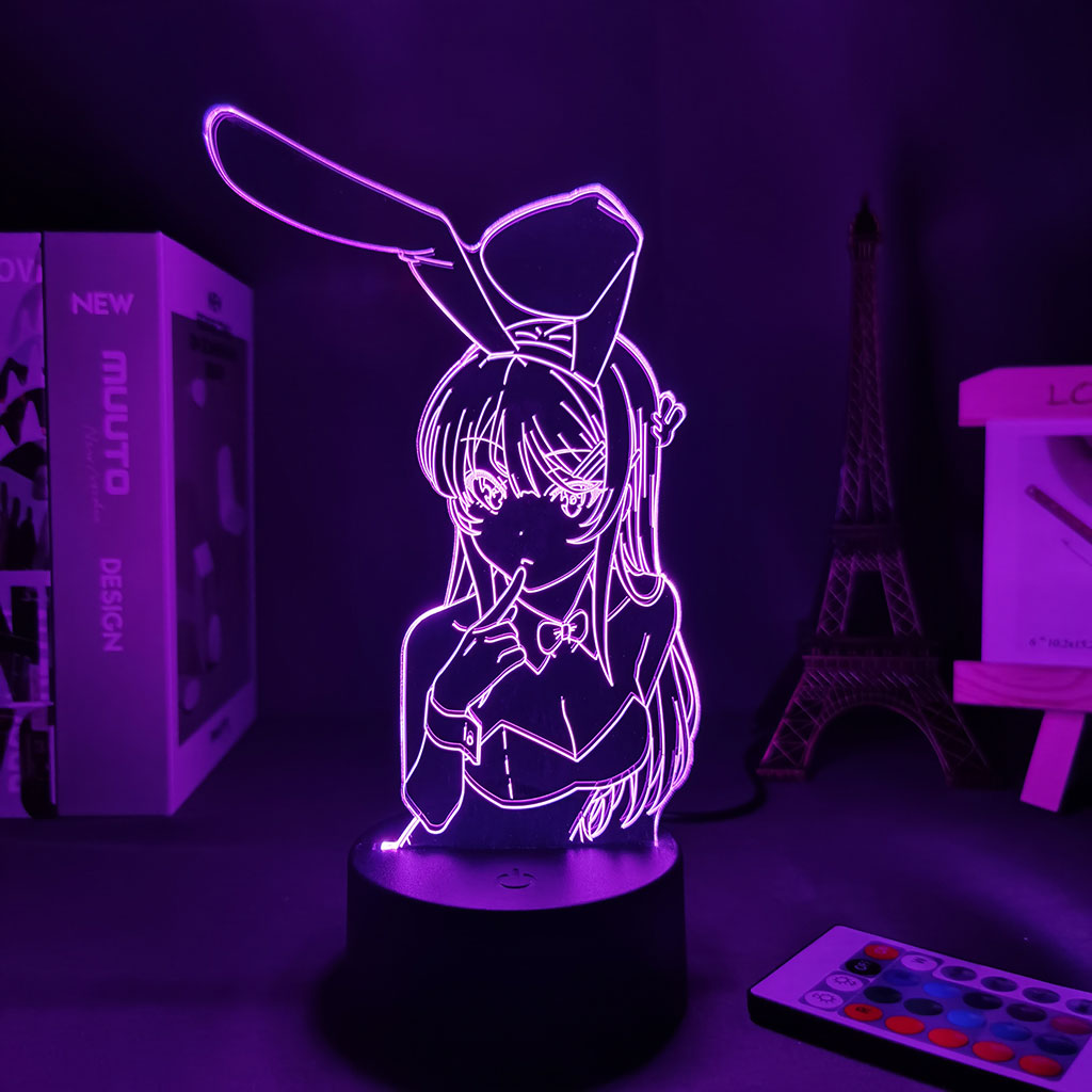 Anime Figure Desk Lamp Waifu Mai Sakurajima 3D Lamp Sakurajima Bunny Girl Led Night Light Lamp For Kids Neon Lamp Teen Room alx