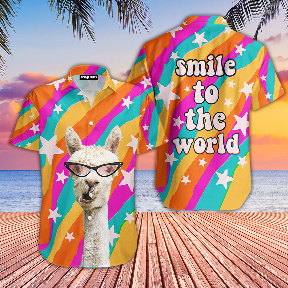 Llama Smile To The World Hawaii Shirt For Men Women Ha32168