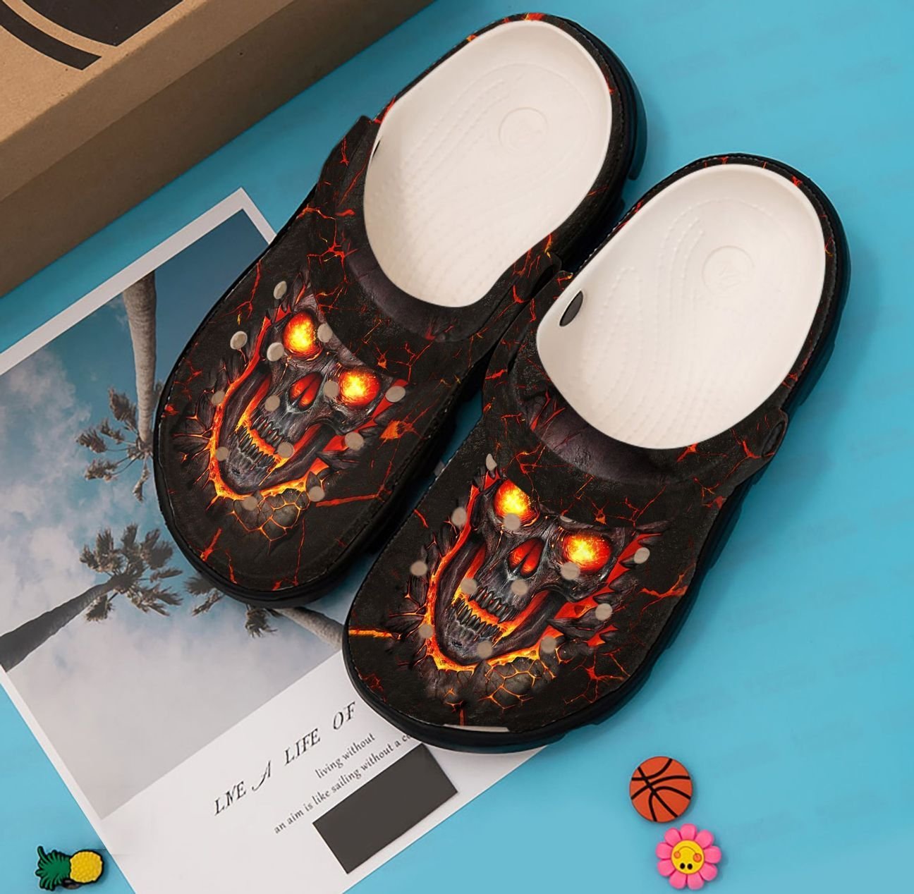 Skull Personalized Clog, Custom Name, Text, Color, Number Fashion Style For Women, Men, Kid, Print 3D Lava Skull